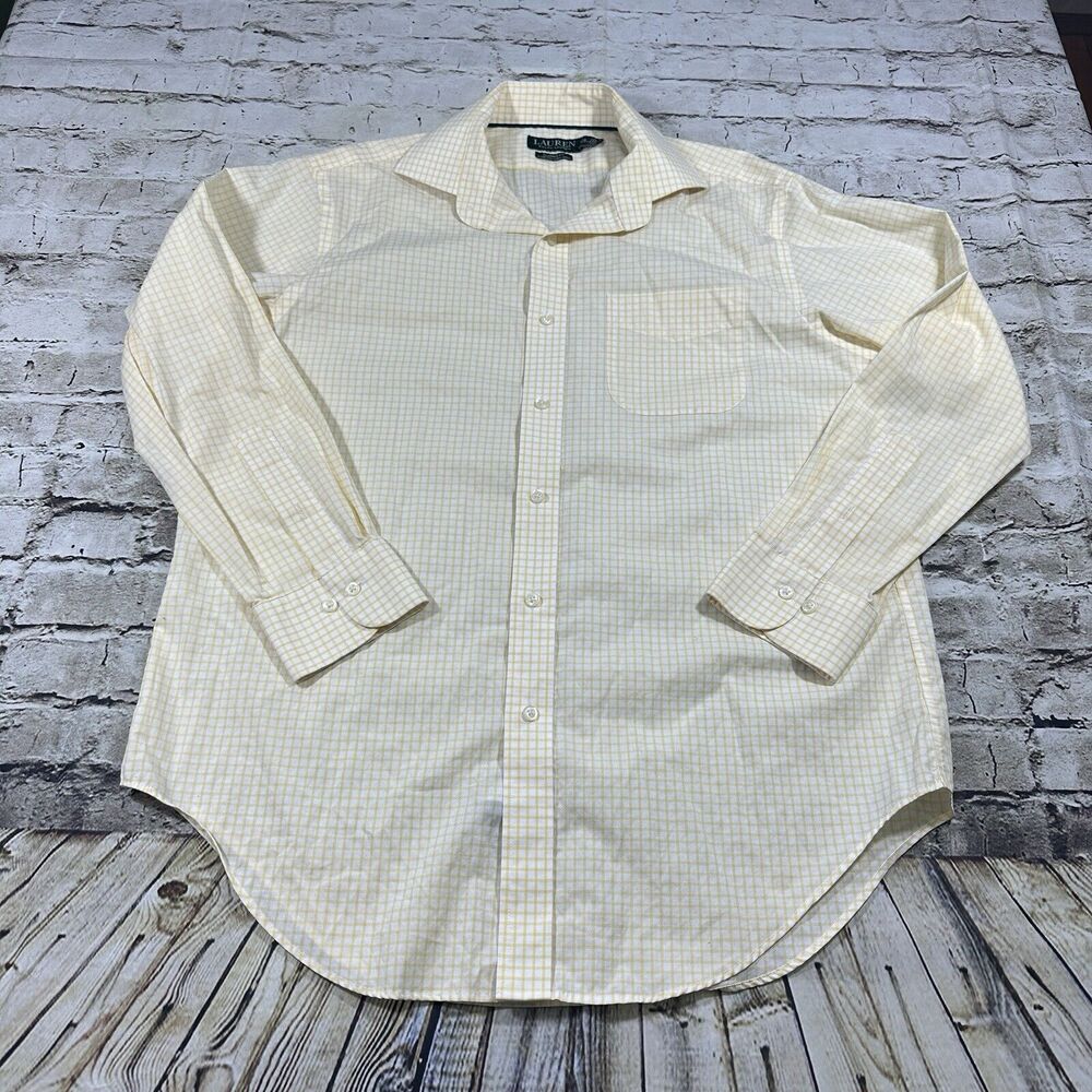 Lauren Ralph Lauren Shirt Mens‎ 16 32/33 Yellow Excellent Plaid Button Up